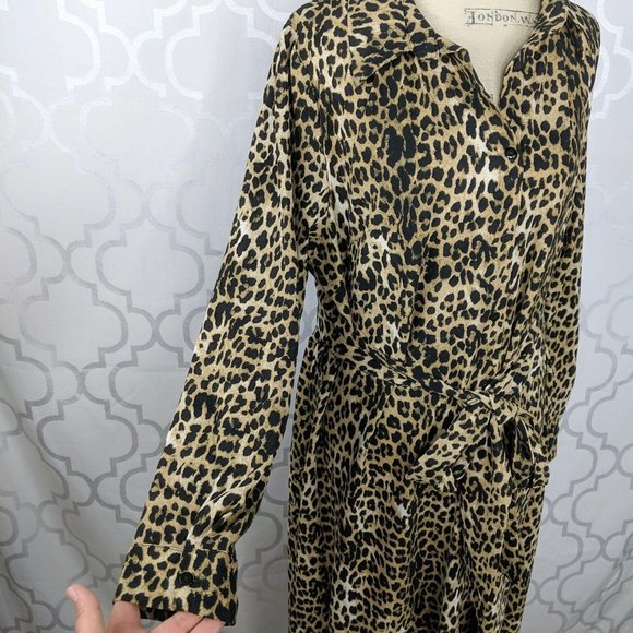 City Chic Black Tan Leopard Twist Midi Dress - Picture 4 of 9